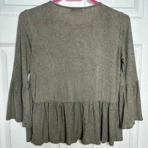 Dee  Elle Peplum Boho Top Ruffles Brownish Grey Size Small - Picture 10 of 16